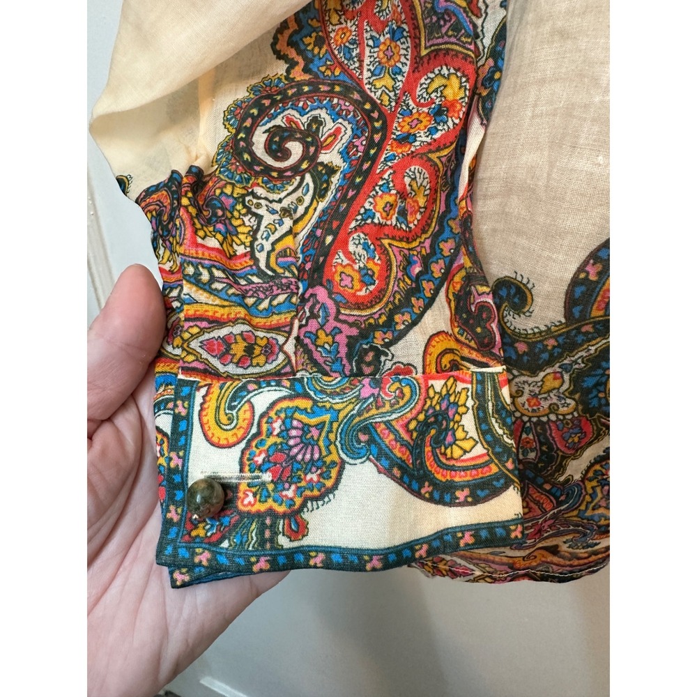 Zimmermann Multi Color Paisley Print 100% Ramie Button Up Shirt Long Sleeve 10 M View 6